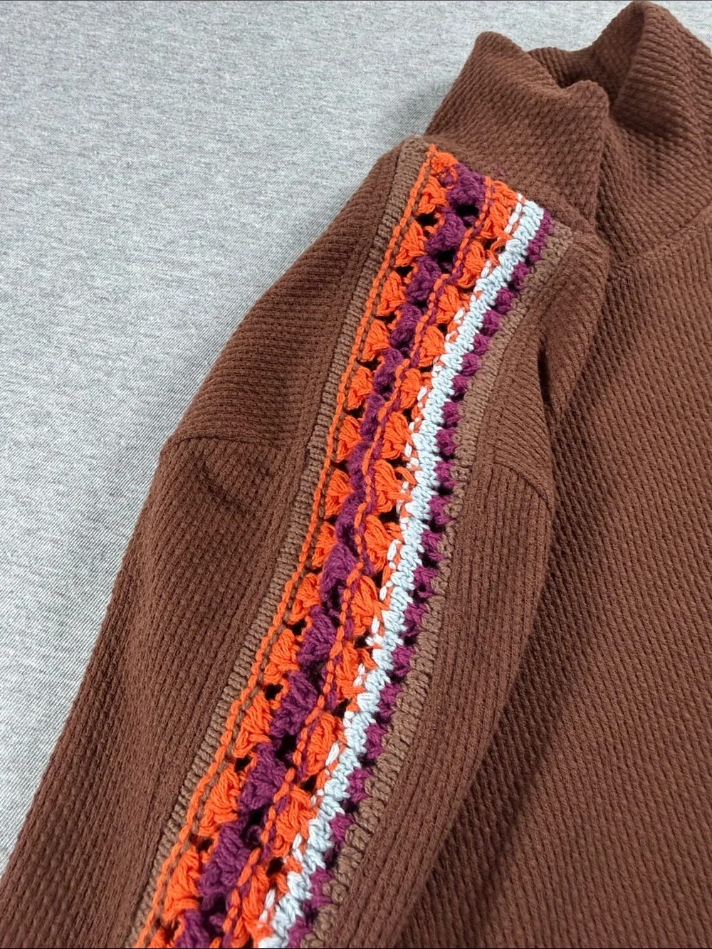 Free People Switch It Up Brown Long Sleeve Cuff Thermal XS